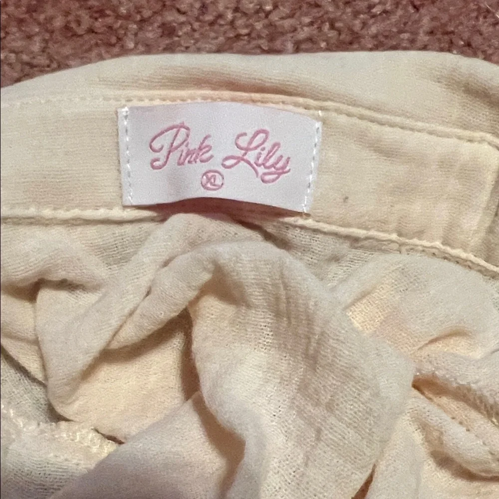 Pink Lily Cream Button Down Shirt - Picture 3 of 3
